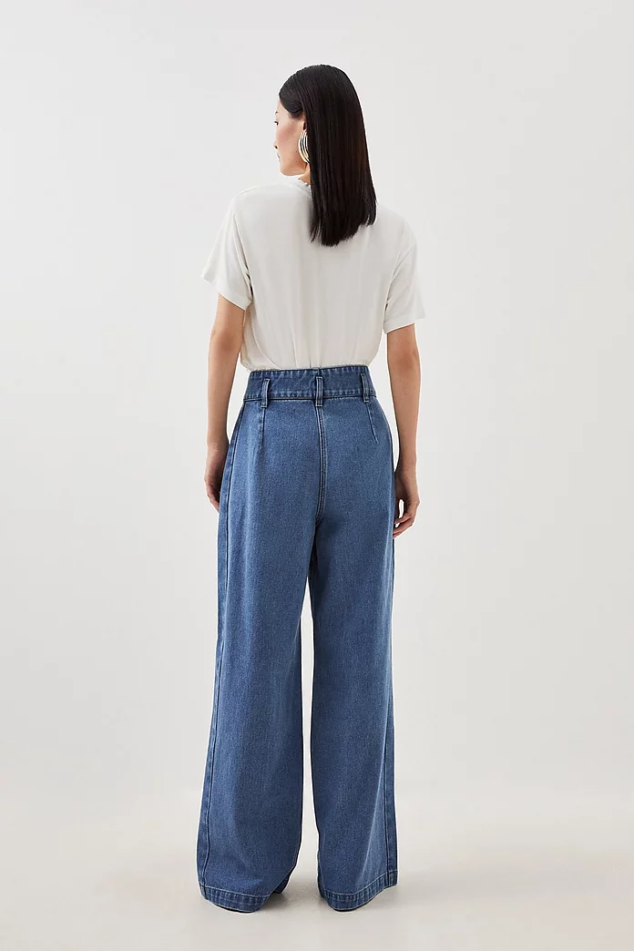 Petite Denim Indigo Wide Leg Pants | Karen Millen Petite Denim Indigo Wide Leg Pants | Karen Millen